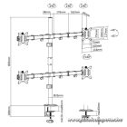 Equip Monitor Asztali konzol - 650159 (13"-27", 4 monitor, dönthető, forgatható, állítható magasság, Max.:4x9kg, fekete)