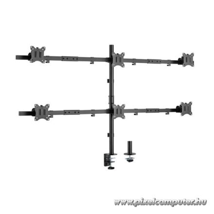 Equip Monitor Asztali konzol - 650160 (13"-27", 6 monitor, dönthető, forgatható, állítható magasság Max.: 3x7kg, fekete)