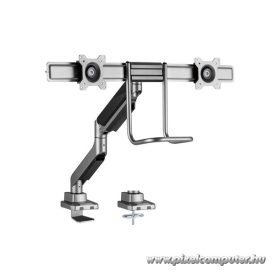   Equip Monitor Asztali konzol - 650161 (17"-32", 2 monitor, dönthető, forgatható, Max.: 2x9kg, fekete/ezüst)