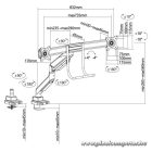 Equip Monitor Asztali konzol - 650161 (17"-32", 2 monitor, dönthető, forgatható, Max.: 2x9kg, fekete/ezüst)