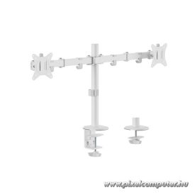   Equip Monitor Asztali konzol - 650167 (13"-27", 2 monitor, dönthető, forgatható, állítható magasság, Max.:2x9kg, fehér)