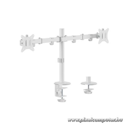 Equip Monitor Asztali konzol - 650167 (13"-27", 2 monitor, dönthető, forgatható, állítható magasság, Max.:2x9kg, fehér)