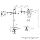 Equip Monitor Asztali konzol - 650167 (13"-27", 2 monitor, dönthető, forgatható, állítható magasság, Max.:2x9kg, fehér)