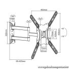 Equip TV Fali konzol - 650407 (23"-55", dönthető, forgatható, kihúzható, Max.: 30kg, fekete)