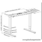 Equip Motoros Asztal láb - 650803 (Dupla motor, állítható magasság: 62cm-128cm, Max.:125kg, szürke)