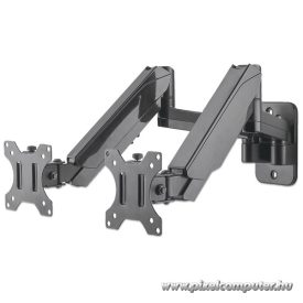   Manhattan gázrugós TV állvány - Dupla karos,fali,dönthető,forgatható, TV állvány Fekete (max.VESA:100x100)(17"-32"-ig)