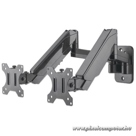 Manhattan gázrugós TV állvány - Dupla karos,fali,dönthető,forgatható, TV állvány Fekete (max.VESA:100x100)(17"-32"-ig)