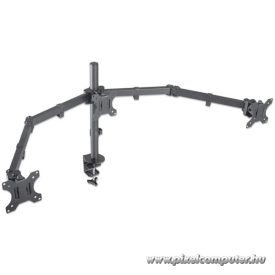   Manhattan asztali állvány -  Dupla karos, 3db monitor részére (max.VESA:75x75, 13"-27"-ig, 7kg, fekete)