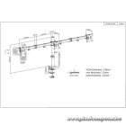 Manhattan asztali állvány -  Dupla karos, 3db monitor részére (max.VESA:75x75, 13"-27"-ig, 7kg, fekete)