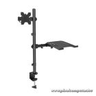 Manhattan asztali állvány -  1db monitor + 1 db laptop  (min.VESA:75x75, 13"-32"-ig, 360° fordítás, 8kg, fekete)