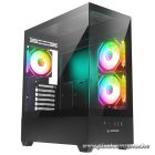 Rampage Számítógépház - CALIBRE (fekete; üveg; mATX; alsó táp; 3x120mm RGB, 1xUSB3.0 + 2xUSB2.0)