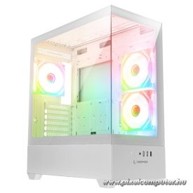   Rampage Számítógépház - CALIBRE (fehér; üveg; mATX; alsó táp; 3x120mm RGB, 1xUSB3.0 + 2xUSB2.0)