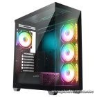Rampage Számítógépház - HYDRA V4 (fekete; üveg; ATX; alsó táp; 4x120mm RGB, 1xUSB3.0 + 2xUSB2.0)