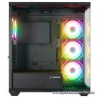 Rampage Számítógépház - HYDRA V4 (fekete; üveg; ATX; alsó táp; 4x120mm RGB, 1xUSB3.0 + 2xUSB2.0)