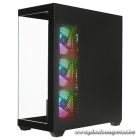 Rampage Számítógépház - HYDRA V4 (fekete; üveg; ATX; alsó táp; 4x120mm RGB, 1xUSB3.0 + 2xUSB2.0)