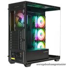 Rampage Számítógépház - HYDRA V4 (fekete; üveg; ATX; alsó táp; 4x120mm RGB, 1xUSB3.0 + 2xUSB2.0)