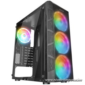   Everest Számítógépház -  CREST V1 (fekete; üveg; ATX; alsó táp; 4x120mm RGB, 1xUSB3.0 + 2xUSB2.0)