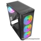 Everest Számítógépház -  CREST V1 (fekete; üveg; ATX; alsó táp; 4x120mm RGB, 1xUSB3.0 + 2xUSB2.0)