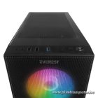 Everest Számítógépház -  FACED V1 (fekete; üveg; ATX; alsó táp; 4x120mm; 1xUSB3.0 + 2xUSB2.0)