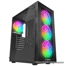   Rampage Számítógépház - PLAID V1 (fekete; üveg; ATX; alsó táp; 4x120mm RGB, 1xUSB3.0 + 2xUSB2.0)