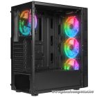 Rampage Számítógépház - PLAID V1 (fekete; üveg; ATX; alsó táp; 4x120mm RGB, 1xUSB3.0 + 2xUSB2.0)