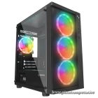 Rampage Számítógépház - VEGA V2 (fekete; üveg; mATX; alsó táp; 4x120mm RGB, 1xUSB3.0 + 2xUSB2.0)