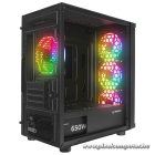 Rampage Számítógépház - VEGA V2 (fekete; üveg; mATX; alsó táp; 4x120mm RGB, 1xUSB3.0 + 2xUSB2.0)