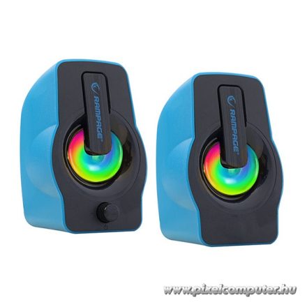 Rampage Hangszóró 2.0 - RMS-G7 Falsetto (6W RMS; hangerőszabályzó; 3,5mm jack; USB, RGD LED, Kék)
