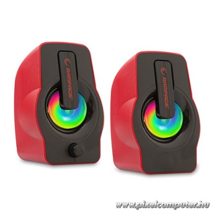 Rampage Hangszóró 2.0 - RMS-G7 Falsetto (6W RMS; hangerőszabályzó; 3,5mm jack; USB, RGD LED, Piros)