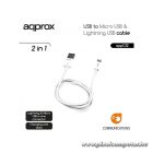 APPROX Kábel - USB to Micro USB & Lightning USB cable (Apple, iPhone, iPad)