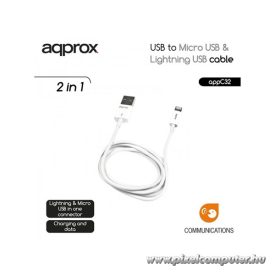   APPROX Kábel - USB to Micro USB & Lightning USB cable (Apple, iPhone, iPad)