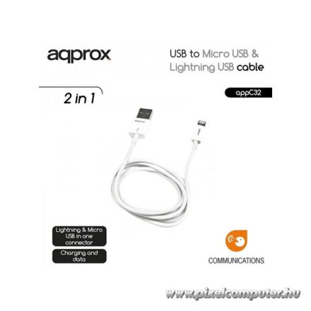APPROX Kábel - USB to Micro USB & Lightning USB cable (Apple, iPhone, iPad)