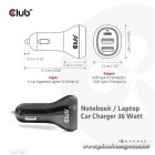 Club 3D Autós Töltő - CAC-1921 (36W, 2x USB-A, 1x USB-C, 12-24V, QC3.0)