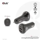 Club 3D Autós Töltő - CAC-1921 (36W, 2x USB-A, 1x USB-C, 12-24V, QC3.0)