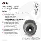 Club 3D Autós Töltő - CAC-1921 (36W, 2x USB-A, 1x USB-C, 12-24V, QC3.0)