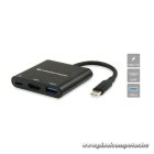 Conceptronic Notebook Dokkoló - DONN01B (USB-C to HDMI+USB-C PD:60W+USB-A 3.0, fekete)