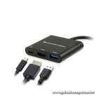 Conceptronic Notebook Dokkoló - DONN01B (USB-C to HDMI+USB-C PD:60W+USB-A 3.0, fekete)