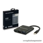 Conceptronic Notebook Dokkoló - DONN01B (USB-C to HDMI+USB-C PD:60W+USB-A 3.0, fekete)