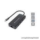 Conceptronic Notebook Dokkoló - DONN14G (USB-C to 2xHDMI+USB-C PD:100W+3xUSB-A+RJ-45, fekete)