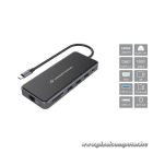 Conceptronic Notebook Dokkoló - DONN15G (USB-C to 2xHDMI+VGA+USB-C PD:100W+3xUSB-A+RJ-45+SD/TF+AUX)
