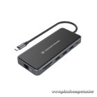 Conceptronic Notebook Dokkoló - DONN15G (USB-C to 2xHDMI+VGA+USB-C PD:100W+3xUSB-A+RJ-45+SD/TF+AUX)