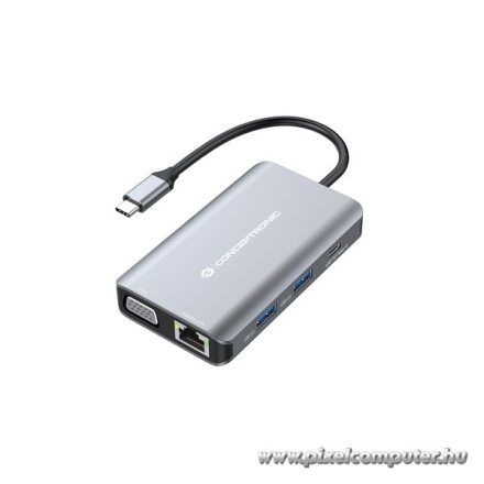 Conceptronic Notebook Dokkoló - DONN21G (USB-C to HDMI/VGA/USB-C PD/USB 3.0/GbE)