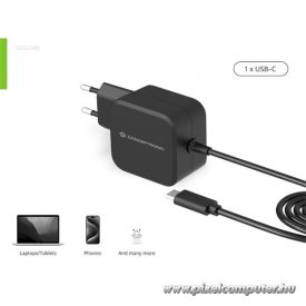   Conceptronic Univerzális Töltő adapter - OZUL04BE (USB-C, 67W, 3,3-21V, fekete, 1,8m)