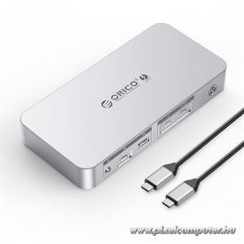   Orico Notebook Dokkoló - TB4-SV (Bemenet: Thunderbolt, Kimenet: HDMI/DP/3,5mm Jack/RJ45/USB-A+C/PD85W, sötétszürke)