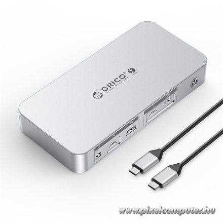 Orico Notebook Dokkoló - TB4-SV (Bemenet: Thunderbolt, Kimenet: HDMI/DP/3,5mm Jack/RJ45/USB-A+C/PD85W, sötétszürke)