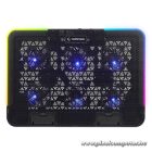 Rampage Notebook Hűtőpad 15,6"-ig - SIXPOWER R9 (fém rács; 6xventi, RGB, 2xUSB-A, kék LED)