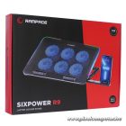 Rampage Notebook Hűtőpad 15,6"-ig - SIXPOWER R9 (fém rács; 6xventi, RGB, 2xUSB-A, kék LED)