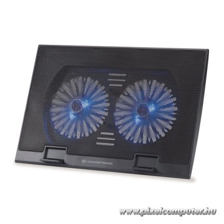 Conceptronic Notebook Hűtőpad 17"-ig - THANA02B (USB, 2x12,5cm, állítható magasság, csúszásmentes, fekete)