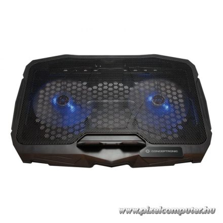 Conceptronic Notebook Hűtőpad 17"-ig - THANA07B (USB, 2x12,5cm, állítható magasság, csúszásmentes, fekete)