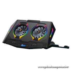   Conceptronic Notebook Hűtőpad 17"-ig - THYIA02B (USB, 2x12,5cm, LCD kijelző, állítható magasság, csúszásmentes, fekete)